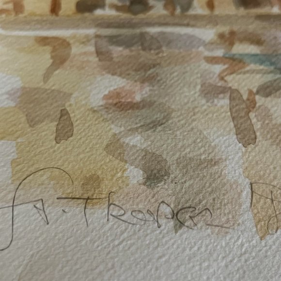 Charming Watercolor Painting of St. Tropez Harbor 1980s. - Picture 5 of 5